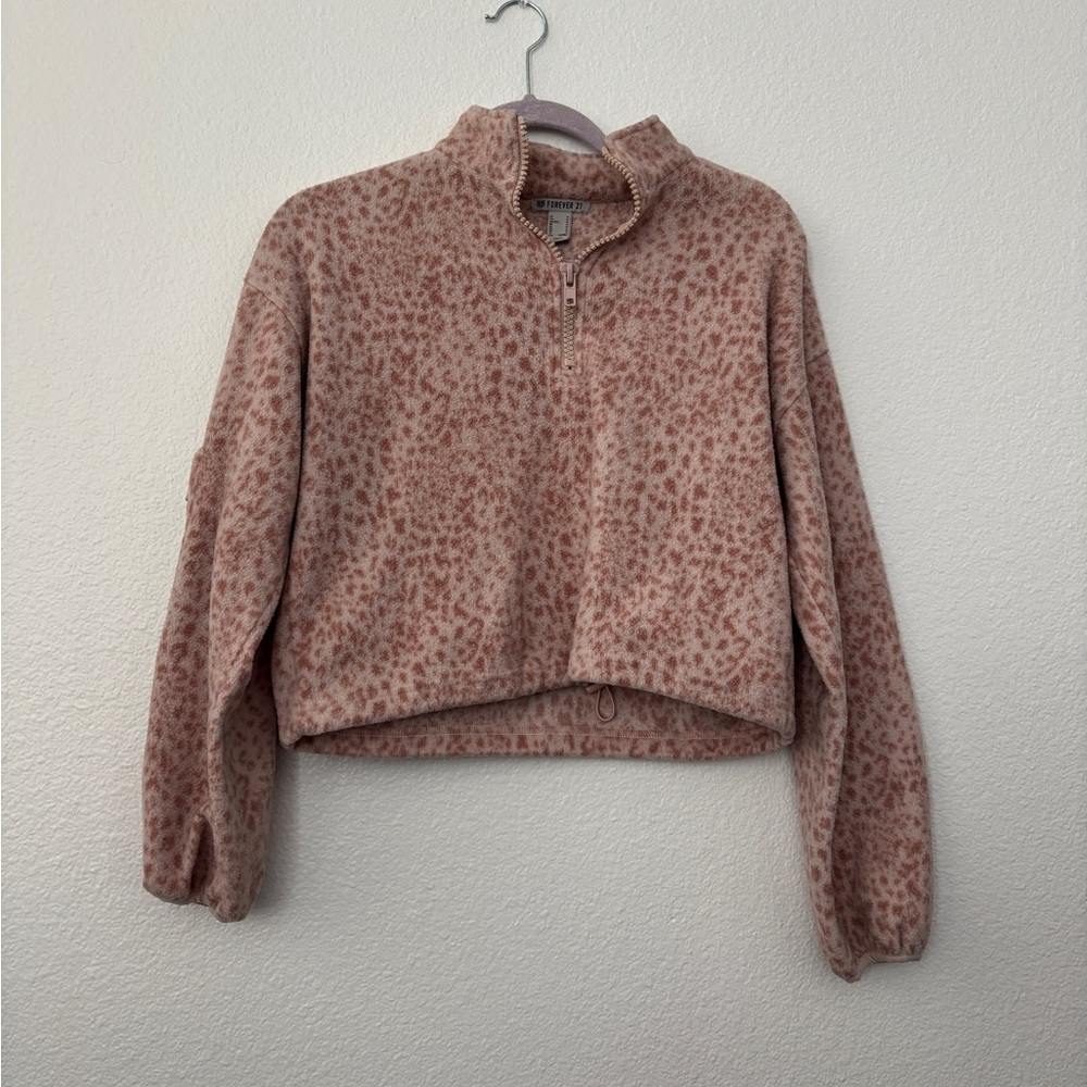 Forever 21 Pink Patterned Fleece Pullover